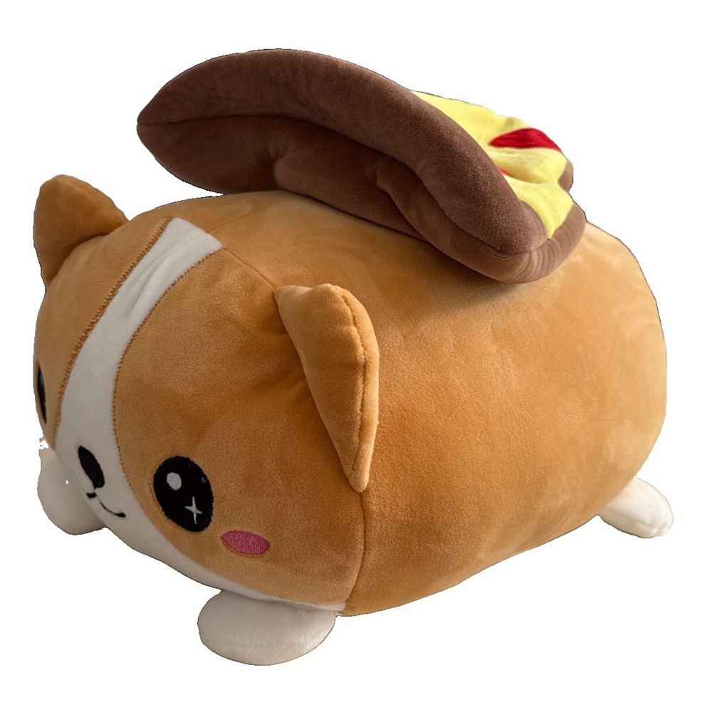 Large 14 Inch Smoochy Pals Corgi Plush w/ Pizza Slice Adorable